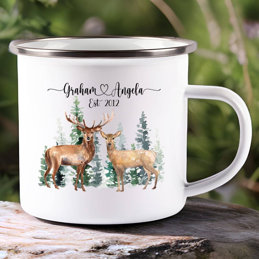 Deer Couple Wedding Personalized Camp Mug