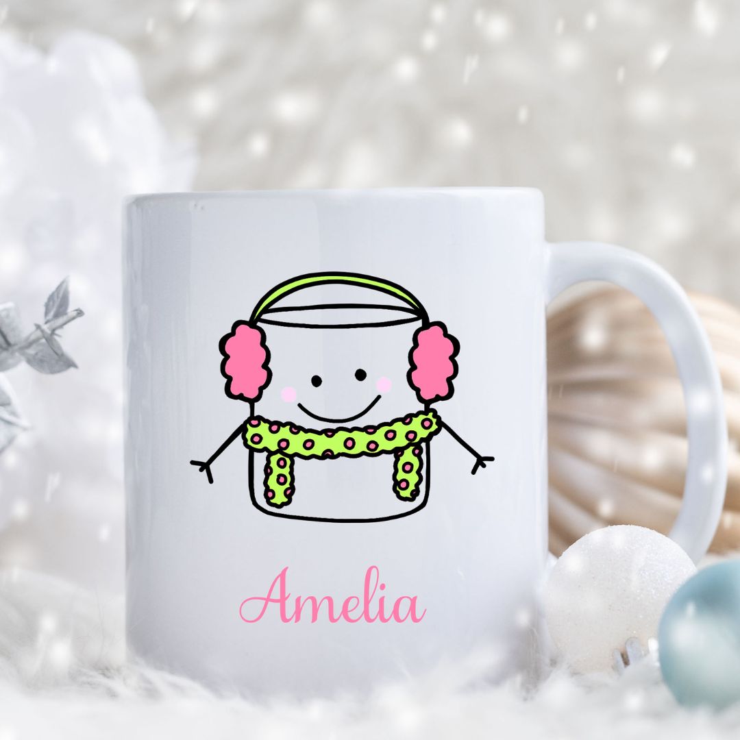 Pink Winter Marshmallow Personalized Mug