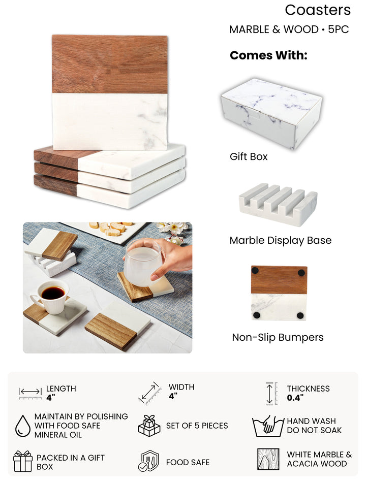 Marble & Acacia Serving Board and Charcuterie Set