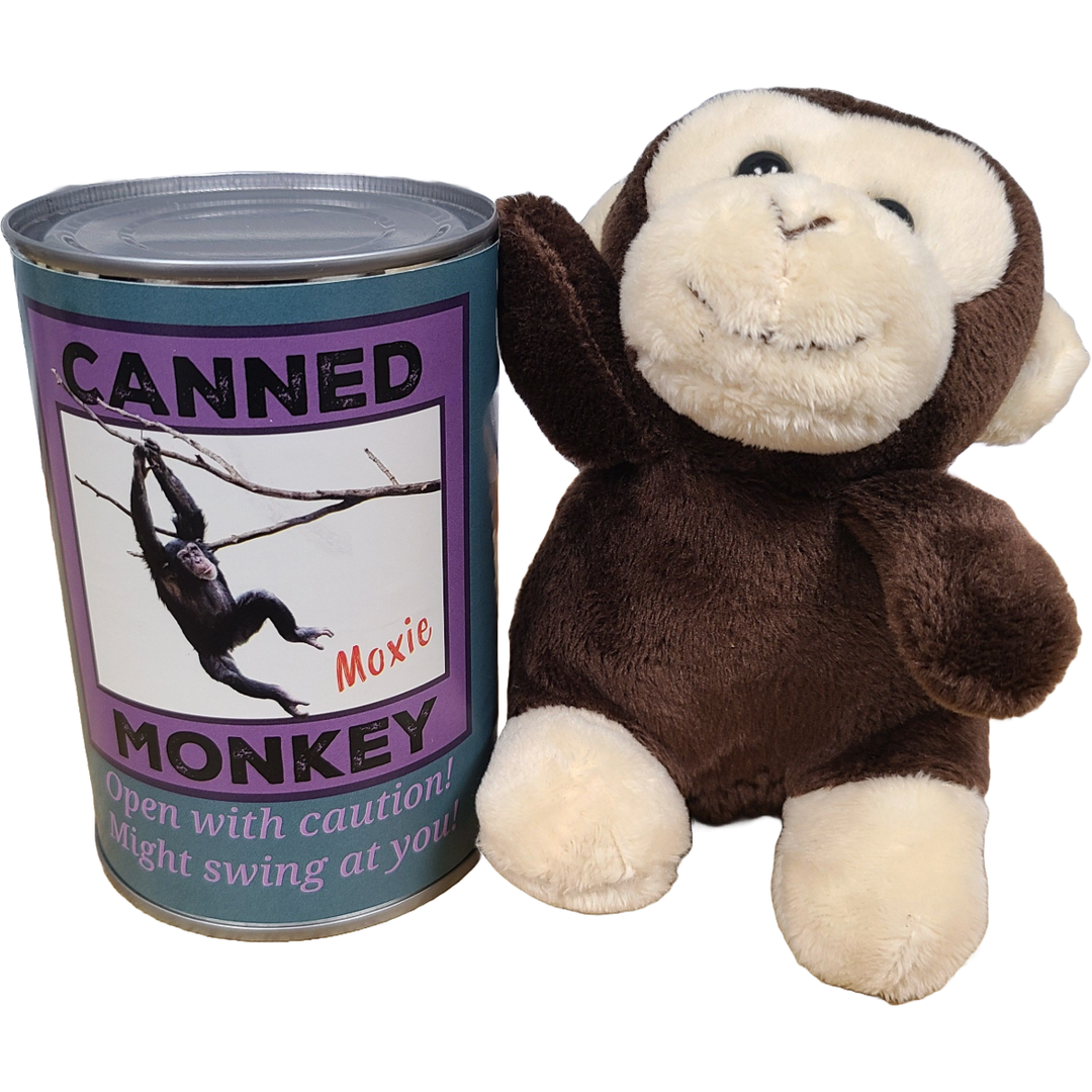 Moxie the Canned Monkey - Stuffed Animal Plush w/Funny Jokes