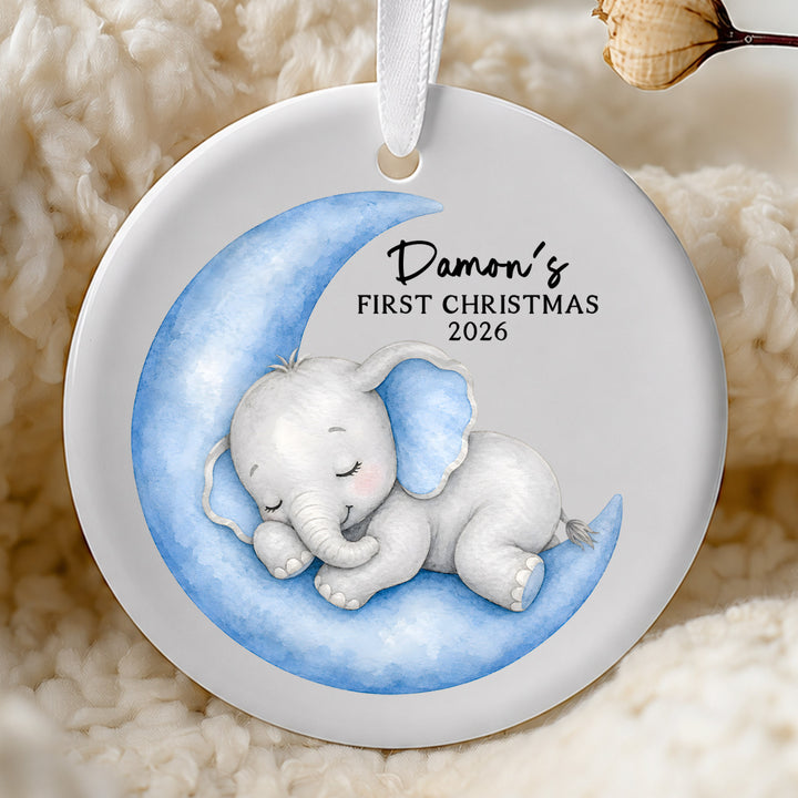 Sleeping Elephant Baby's First Christmas Ornament