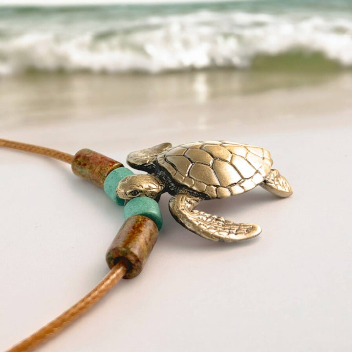 Sea Turtle Necklace – Shoreline Collection (18") w/Beads
