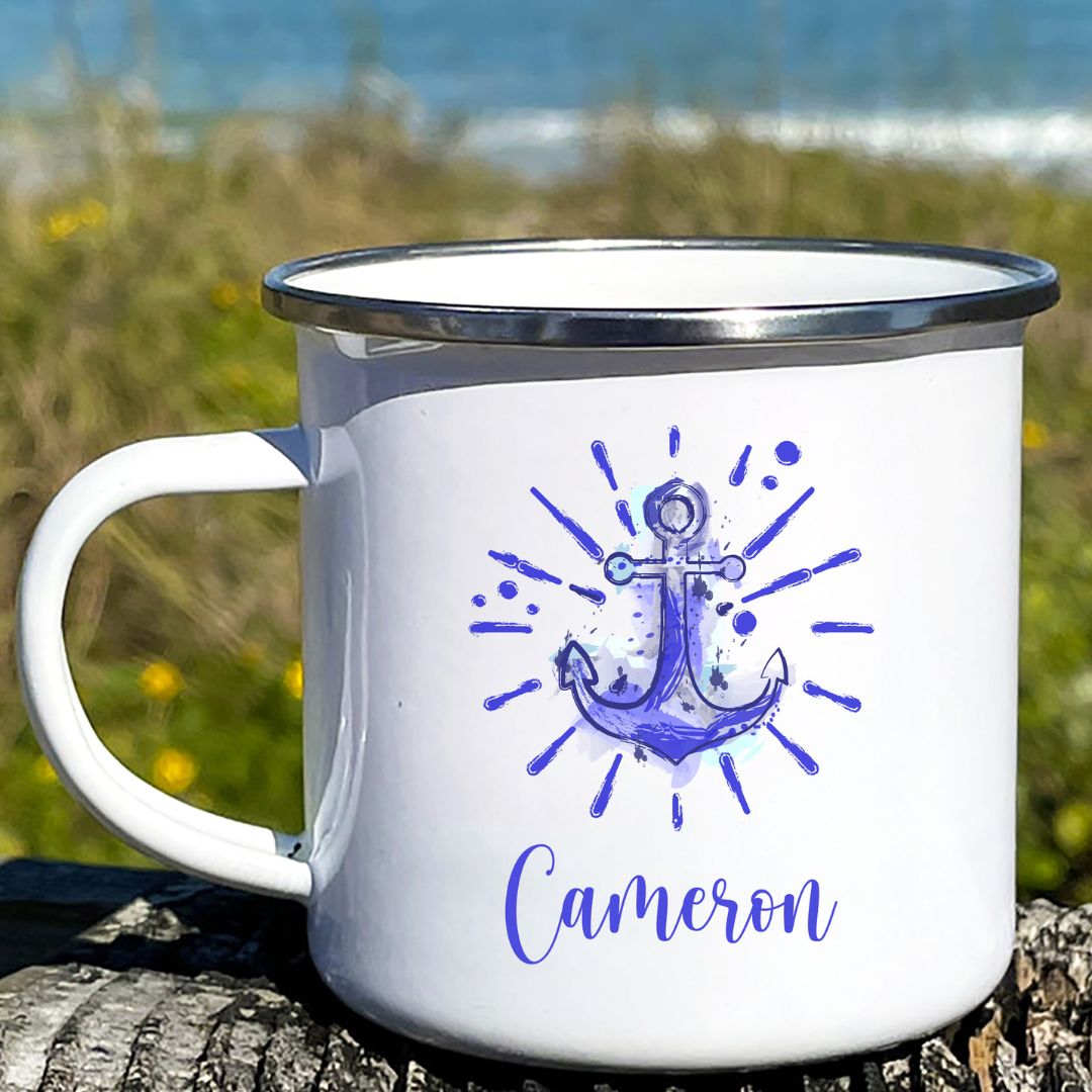 Blue Anchor Personalized Camp Mug