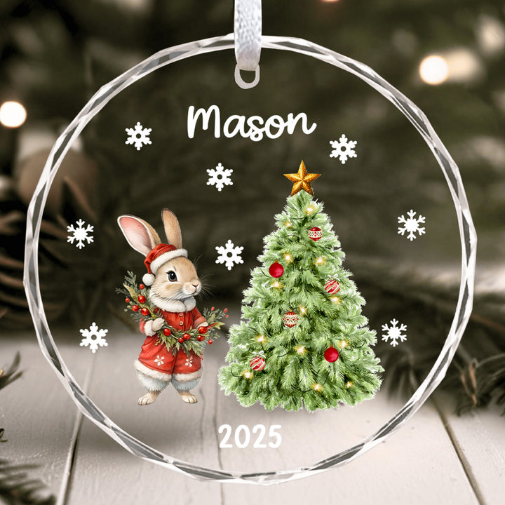 Boy Bunny and Christmas Tree Ornament