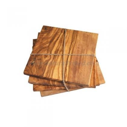 Olive Wood Square Coasters - Set of 4