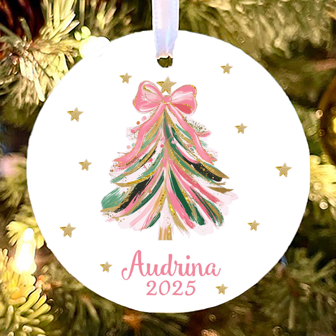 Vibrant Watercolor Brushed Christmas Tree Ornament
