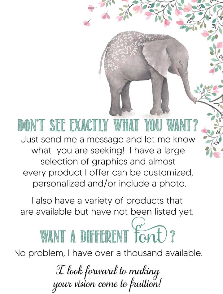 Elephant Pink Floral First Christmas Personalized Ornament