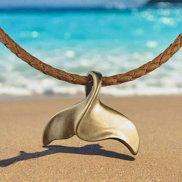 Whale Tail Bronze Pendant Necklace