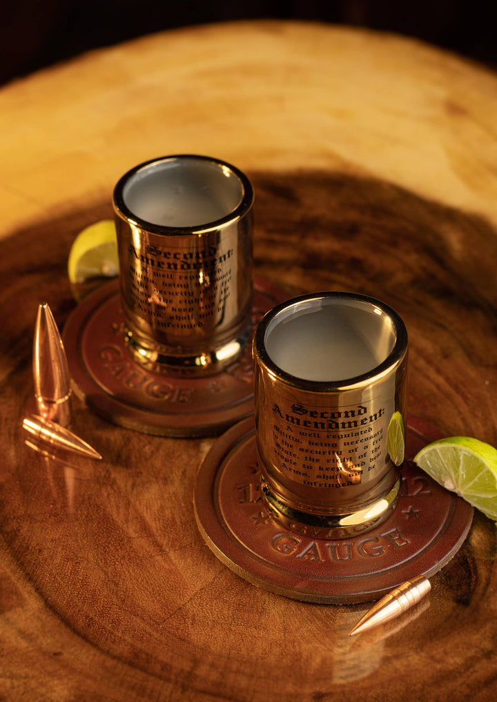 2nd Amendment Engraved 50 Caliber Shot Glasses - Set of 2