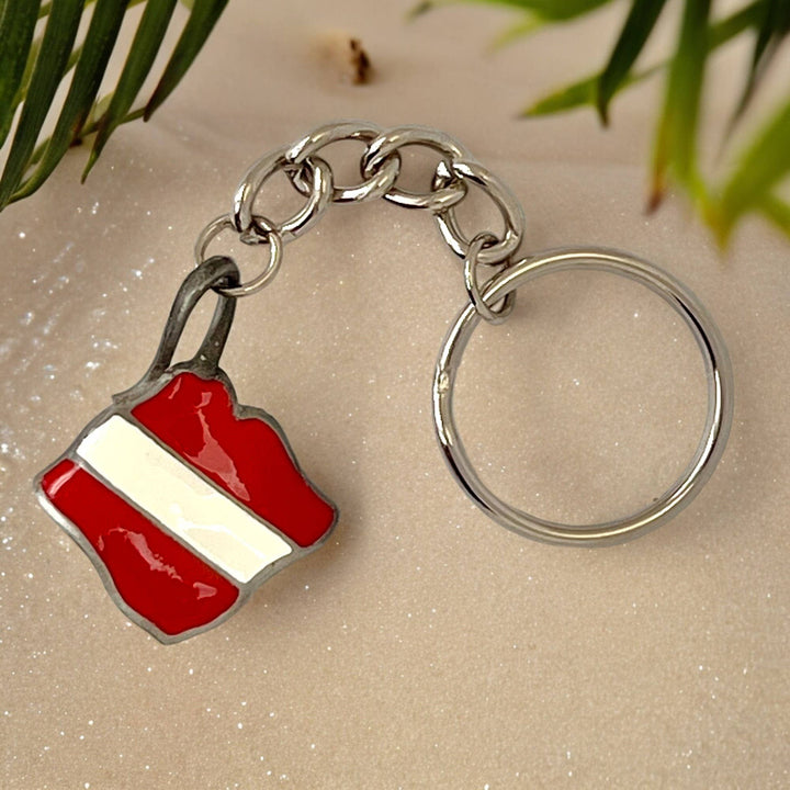 Stingray Keychain, With Diver Flag, Gifts for Scuba Divers