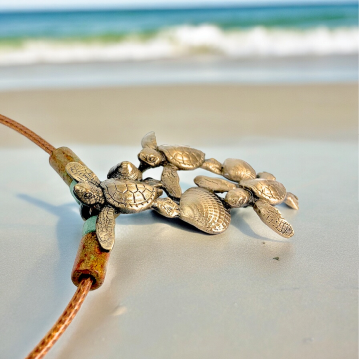Hatchlings Turtles Bronze w/Beads