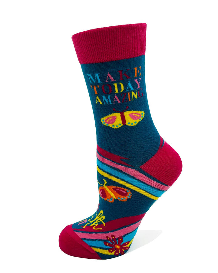 Think Happy Thoughts Make Today Amazing Women's Crew Socks