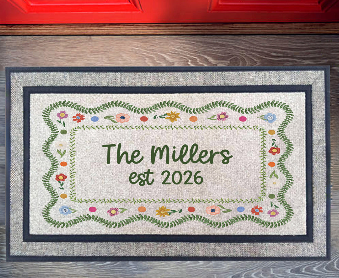 Folk Art Personalized Doormat