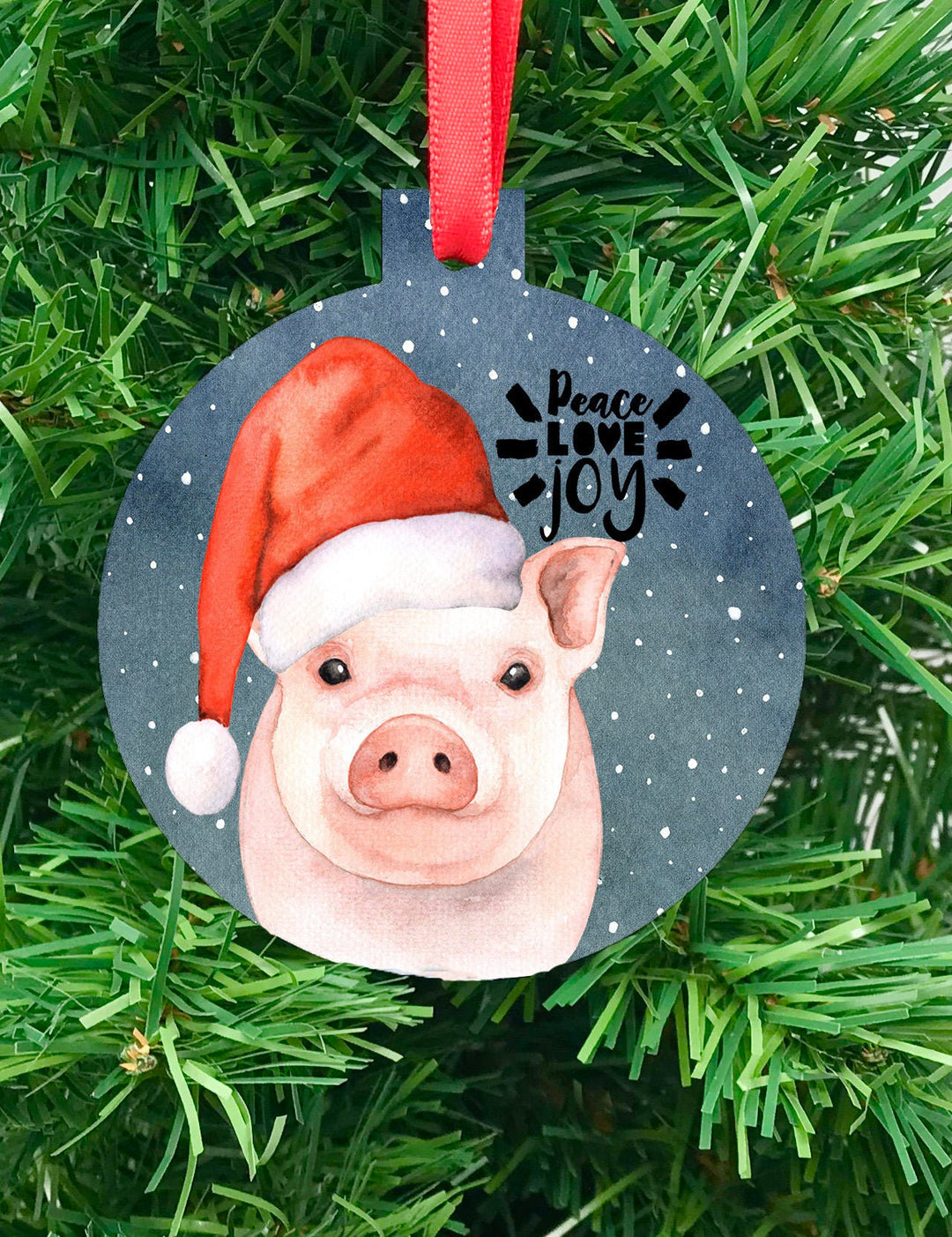 Santa Pig Christmas Ornament, funny christmas ornament, animal lover ornament, vegan christmas, vegetarian christmas, pig lover gift