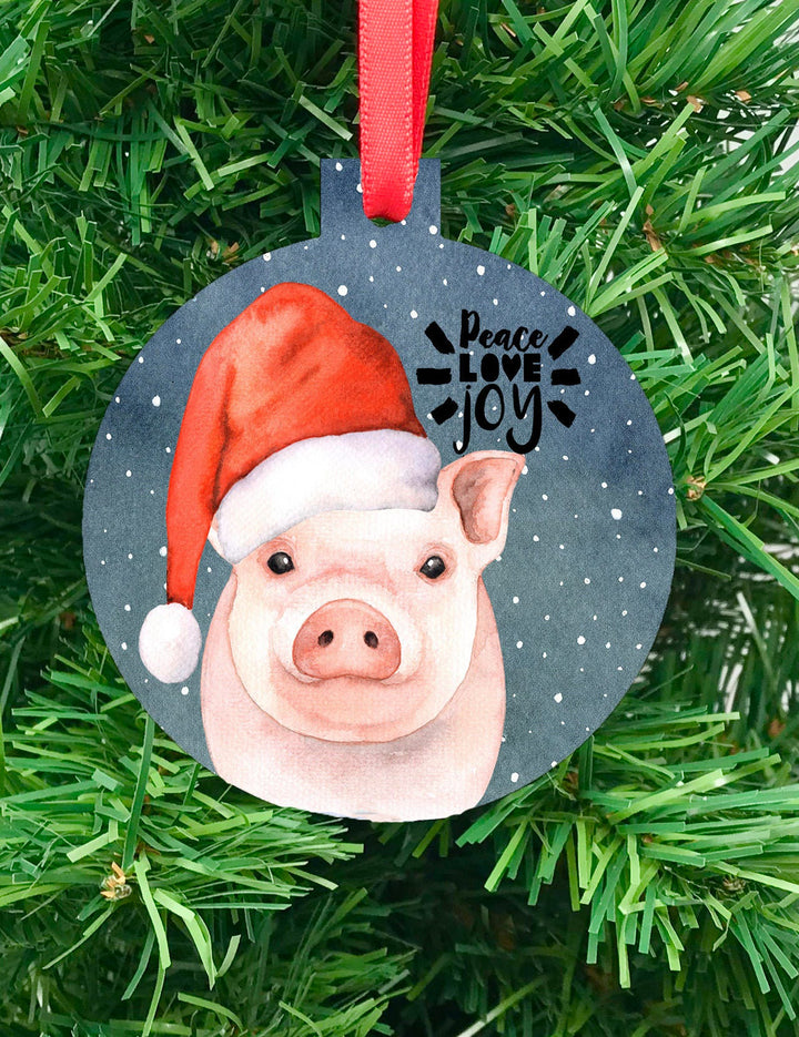 Santa Pig Christmas Ornament, funny christmas ornament, animal lover ornament, vegan christmas, vegetarian christmas, pig lover gift