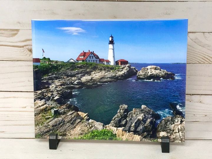 Portland Head Lighthouse 8x10 Photo Tile, Landscape Photo Tile, Customized Photo Tile, personalized photo tile, portland maine, photo gifts