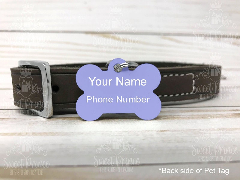 Pet ID Tag, Two-Sided Dog Tag, Personalized Pet tag, Bone ID Tag, Pet Gift, Personalized Gift, Identification Tag, Dog tag, flower dog tag