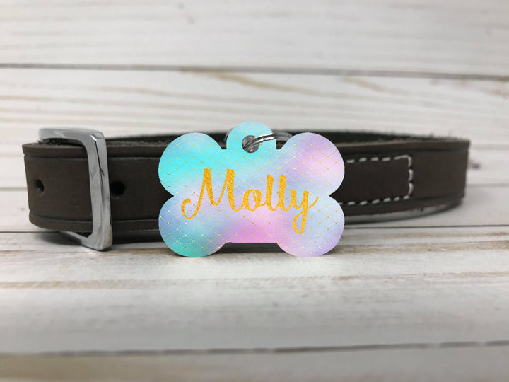 Pet ID Tag, Two-Sided Dog Tag, Personalized Pet tag, Bone ID Tag, Pet Gift, Personalized Gift, Identification Tag, unique Dog tag, pastel