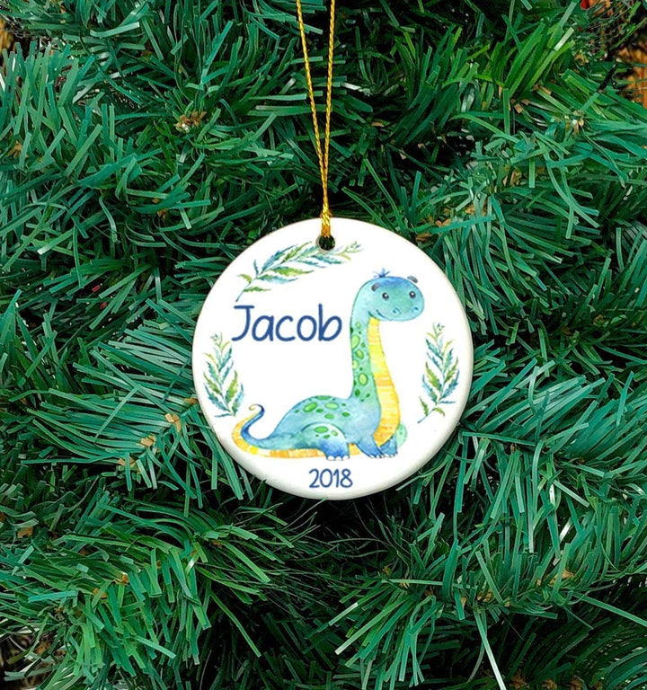 Children's Christmas Ornament, Dinosaur Ornament, Kids Personalized Ornament, Photo Ornament, ceramic, gifts under 20, dinosaur lovers