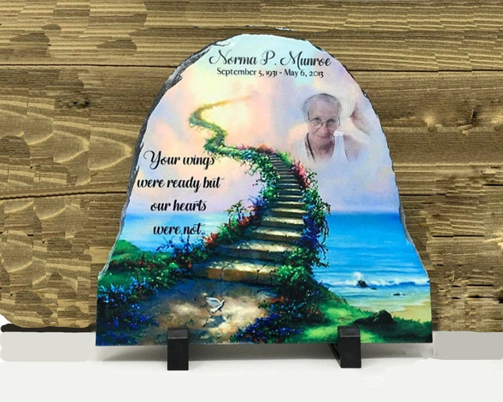 Memorial Photo Slate Plaque, Personalized, Your wings were ready,  Photo Memorial, In Memory of Plaque, sympathy gift, memorial keepsake
