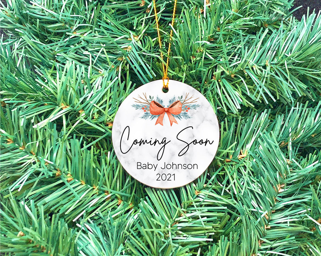 Coming Soon Pregnancy Announcement Ornament, Pregnancy Announcement Christmas Ornament, Christmas Ornament New Baby, Personalized Ornament
