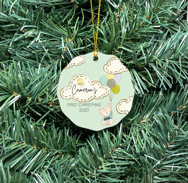 Babys First Christmas Ornament, Teddy Bear Ornament, Baby boy or girl Personalized Ornament, Photo Ornament, baby shower gift, new baby gift