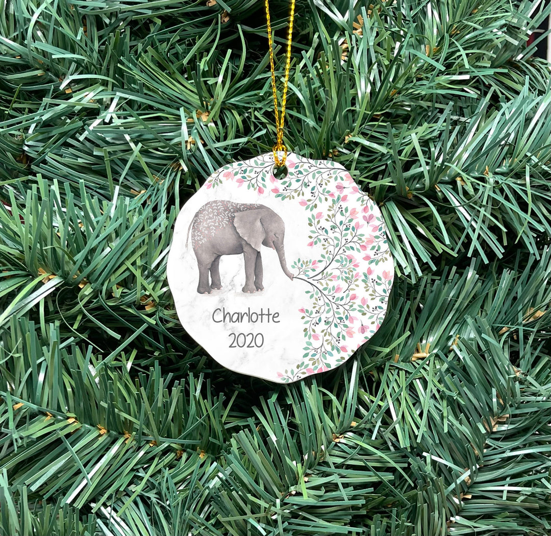 Elephant Christmas Ornament, Personalized Ornament, Photo Ornament, Kids christmas ornament, adult christmas, gifts under 20, elephant lover