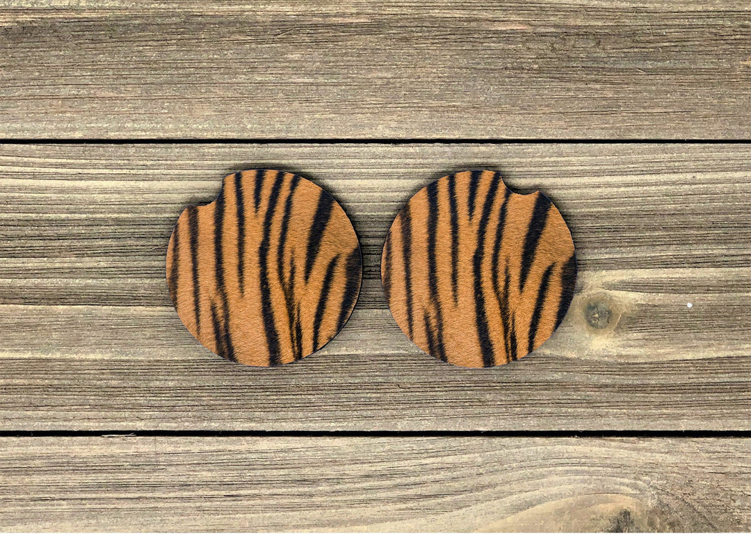 Tiger car coaster SET, tiger gifts, sandstone car coaster, 2 pack car coaster,  car coaster, rubber car coaster, cup holder coaster, big cat