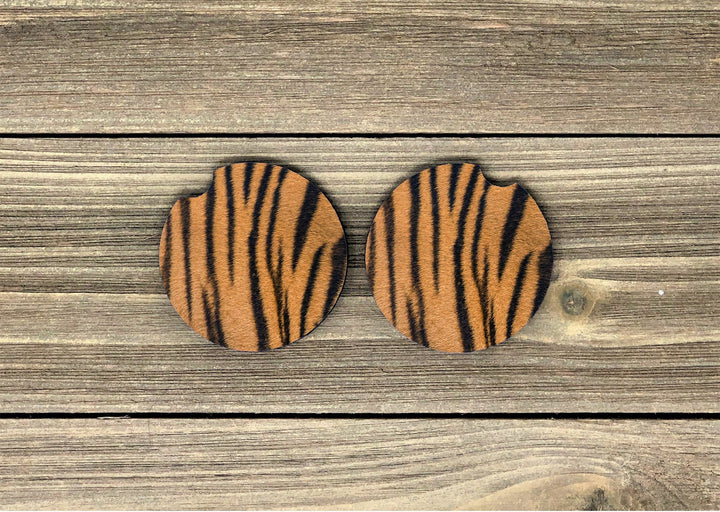 Tiger car coaster SET, tiger gifts, sandstone car coaster, 2 pack car coaster,  car coaster, rubber car coaster, cup holder coaster, big cat