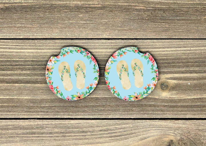 flip flop car coaster SET, sandstone car coaster, 2 pack car coaster,  rubber car coaster, cup holder coaster, beach car coaster