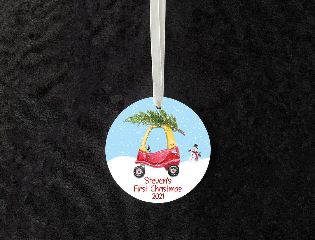 Babys First Christmas Ornament, Little red car ornament, Baby boy Personalized Ornament, Girl ornament, toy car ornament,  hedgehog ornament