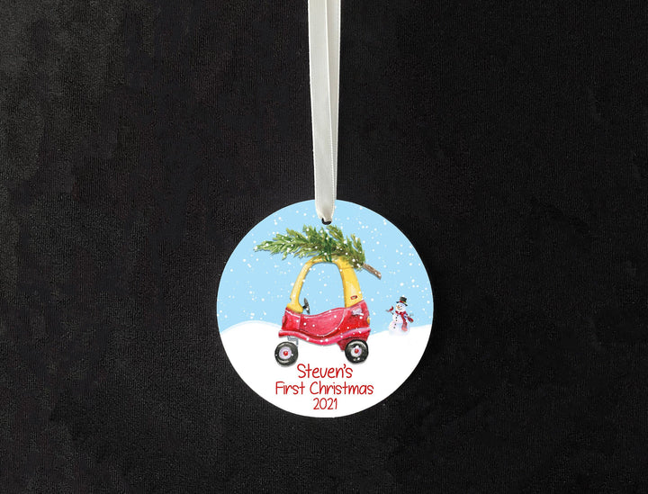 Babys First Christmas Ornament, Little red car ornament, hedgehog ornament, Baby boy Personalized Ornament, Girl ornament, toy car ornament
