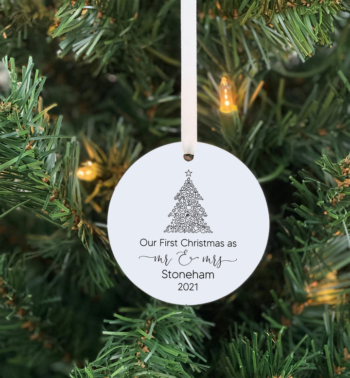 Our First as Mr and Mrs Christmas Ornament, First Christmas Married ornament, wedding gift ornament, first year married, 1st year married