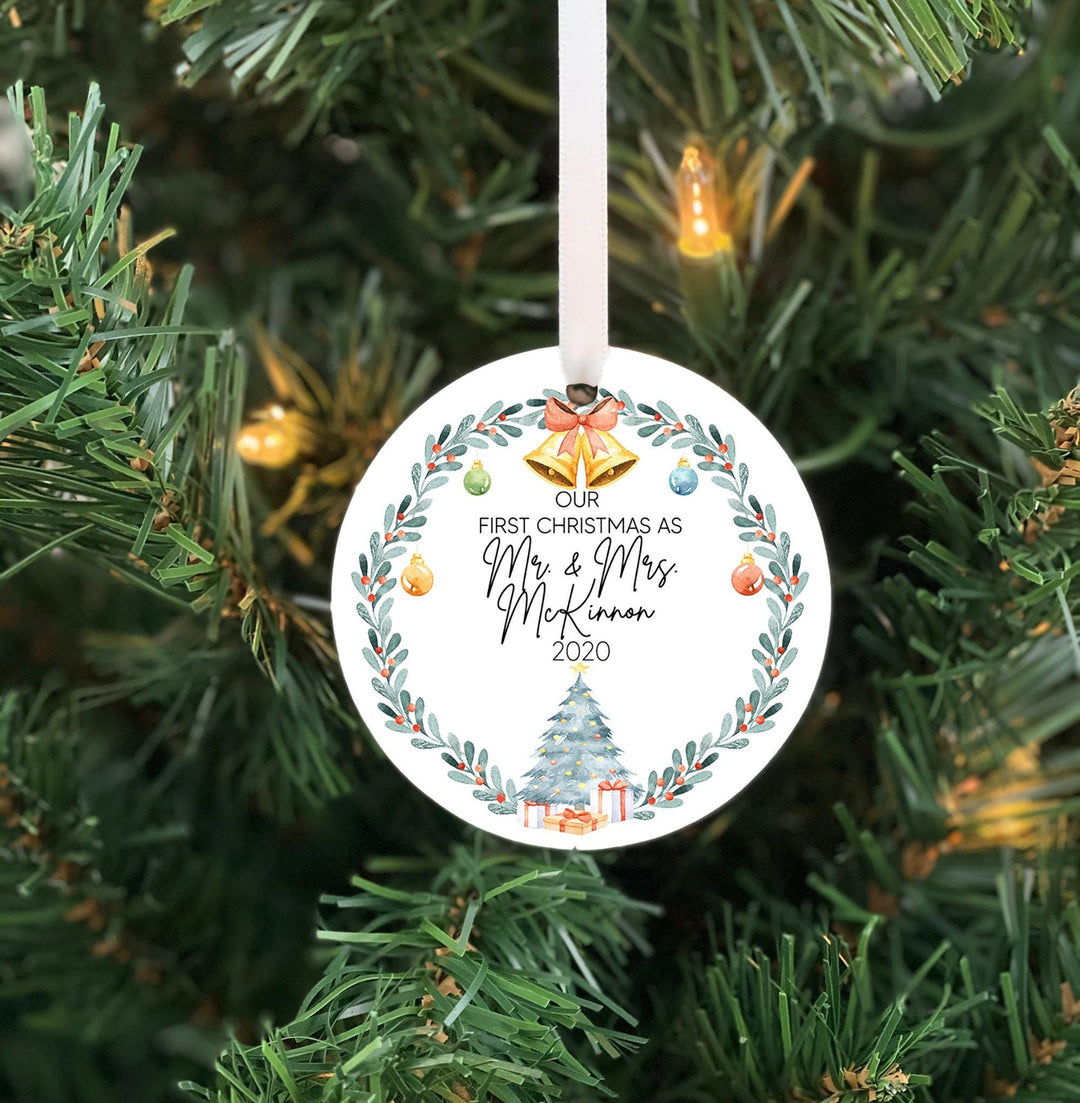 Mr and Mrs christmas ornament, First Christmas Married ornament, first christmas, newlywed ornament, wedding gift ornament, couple ornament