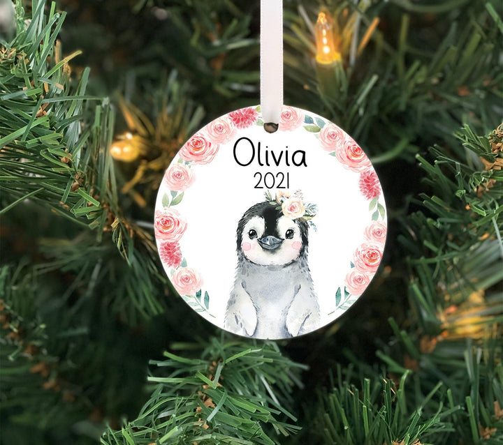 Penguin Christmas Ornament, Kids Personalized Ornament, Children's Ornament,  Photo Ornament, ceramic, Christmas ornament for girl