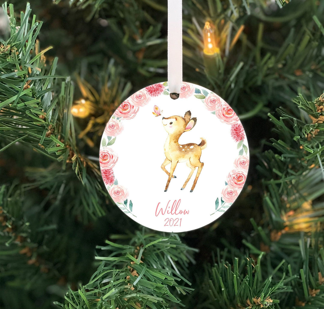 Children's Christmas Ornament, Deer Ornament, Kids Personalized Ornament, Photo Ornament, deer kids ornament, woodland animal ornament