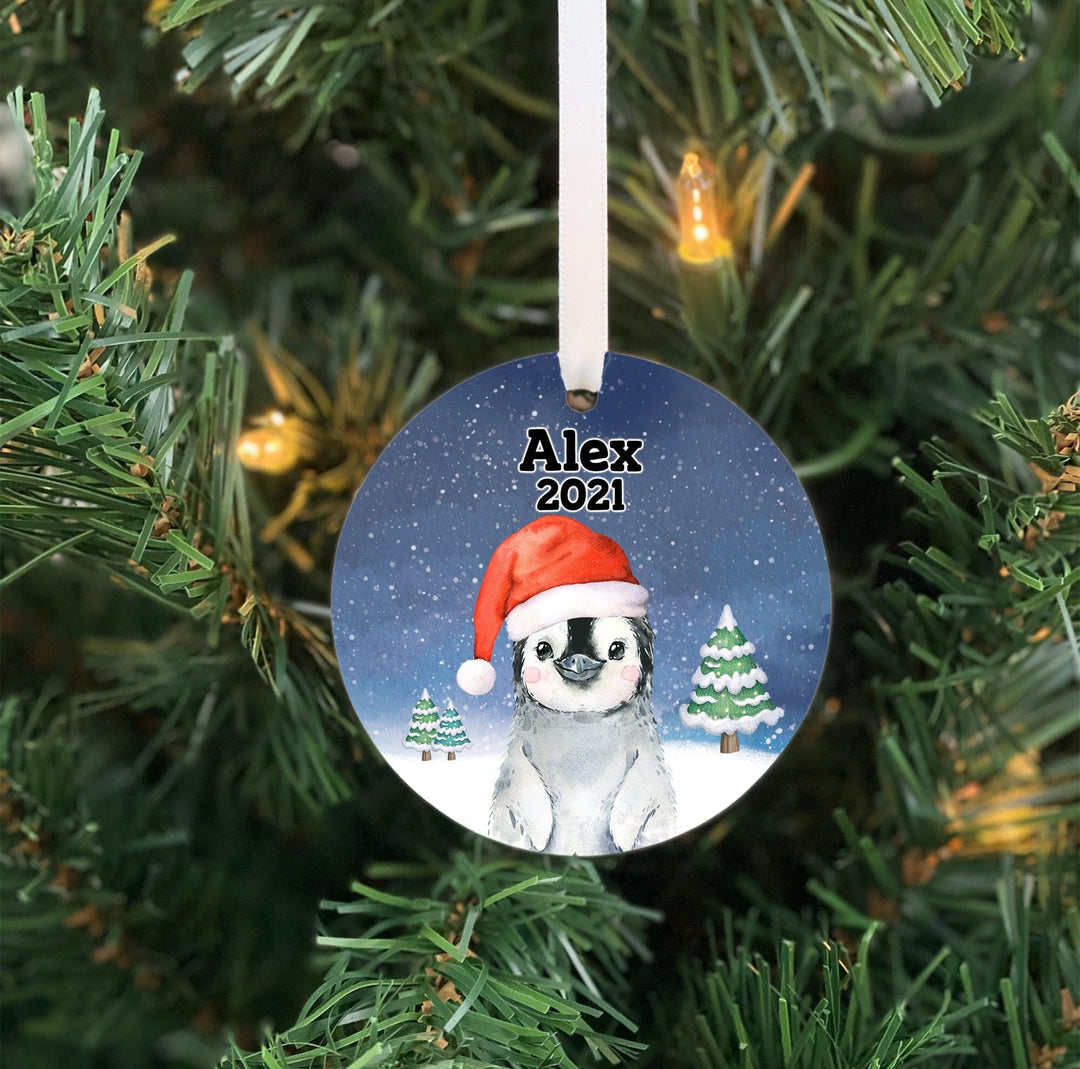 Penguin Kids Personalized Christmas Ornament, Custom kids ornament, Ornament for girl, Ornament for boy, Photo Ornament, Childs ornament