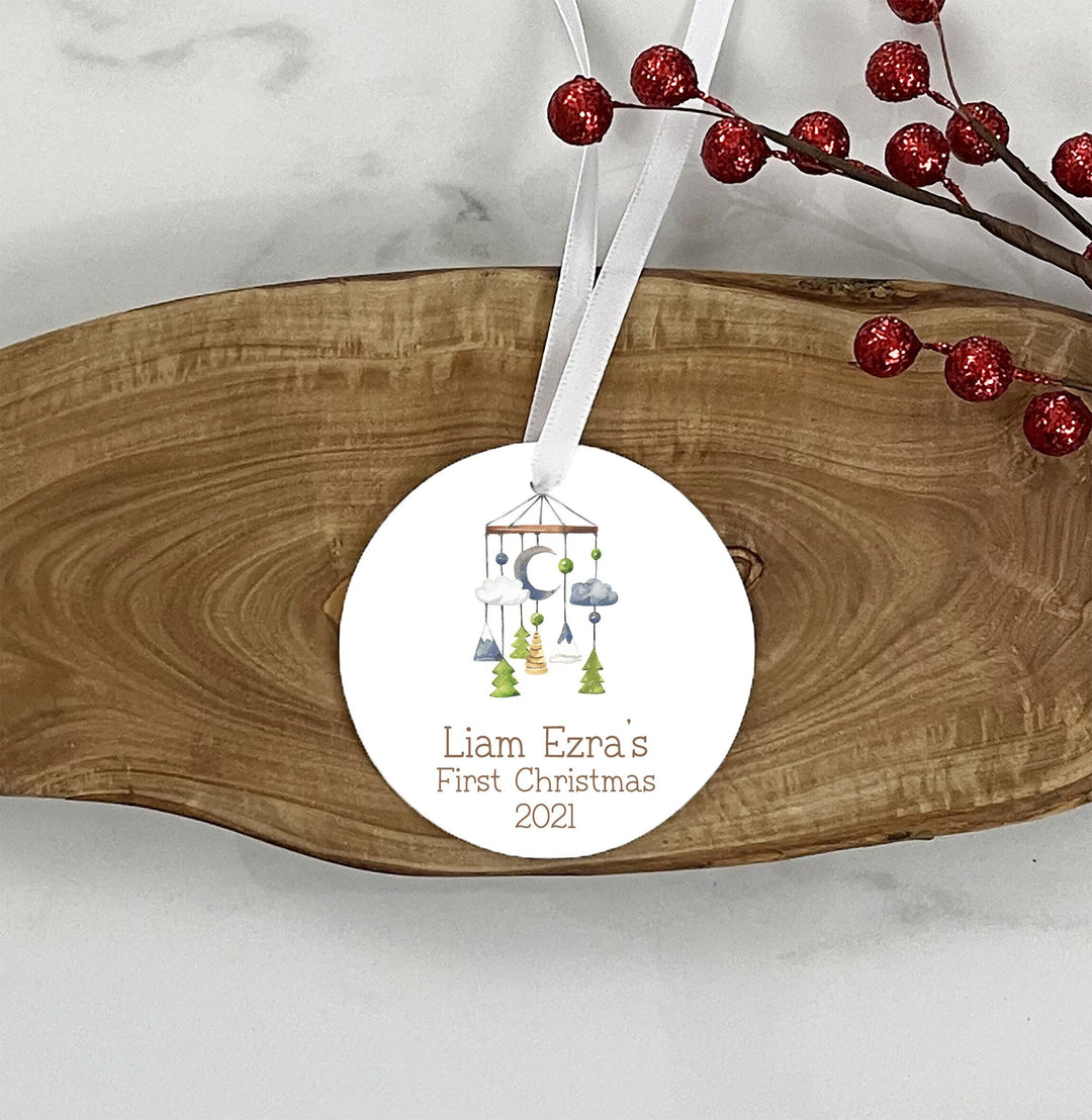 Baby's First Christmas Ornament, Woodland 1st Christmas Ornament, Personalized Baby Ornament, Photo Ornament, baby shower gift, forest gift
