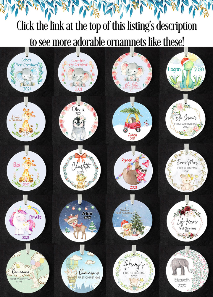 Babys First Christmas Ornament, Giraffe Ornament, baby shower gift, Baby girl ornament, safari Ornament, Personalized Ornament, custom baby