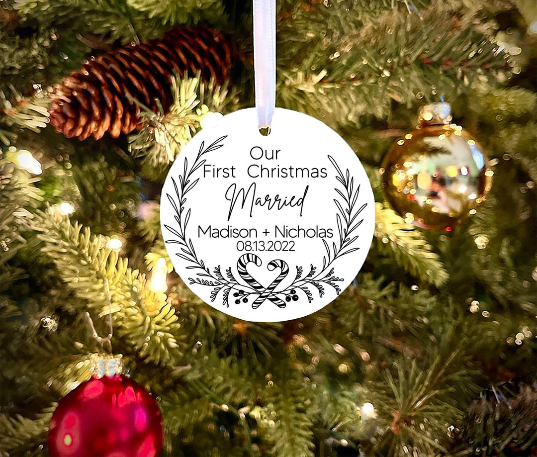 Personalized First Christmas Married ornament, Personalized Our First as Mr and Mrs Christmas Ornament, wedding gift ornament keepsake