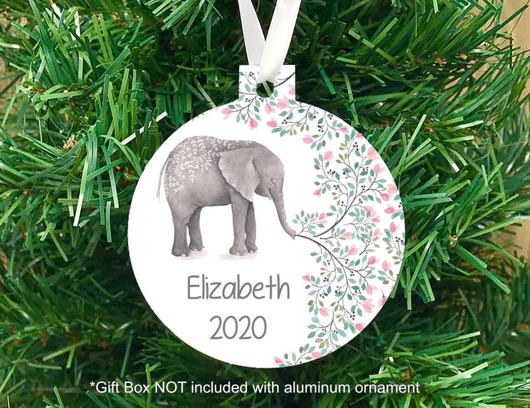 Elephant Christmas Ornament, Personalized Ornament, Photo Ornament, Kids christmas ornament, adult christmas, gifts under 20, elephant lover