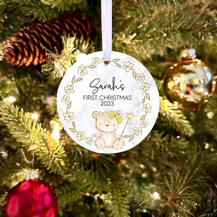 Babys First Christmas Ornament, Teddy Bear Ornament, baby shower gift, Baby GIRL ornament,  baby girl Ornament, Personalized Ornament