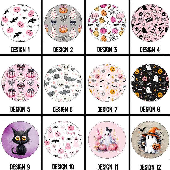 Halloween Car Coasters, spooky car coasters, cute Halloween coaster, pastel Halloween coasters, cute ghost coaster, pink Halloween, coquette