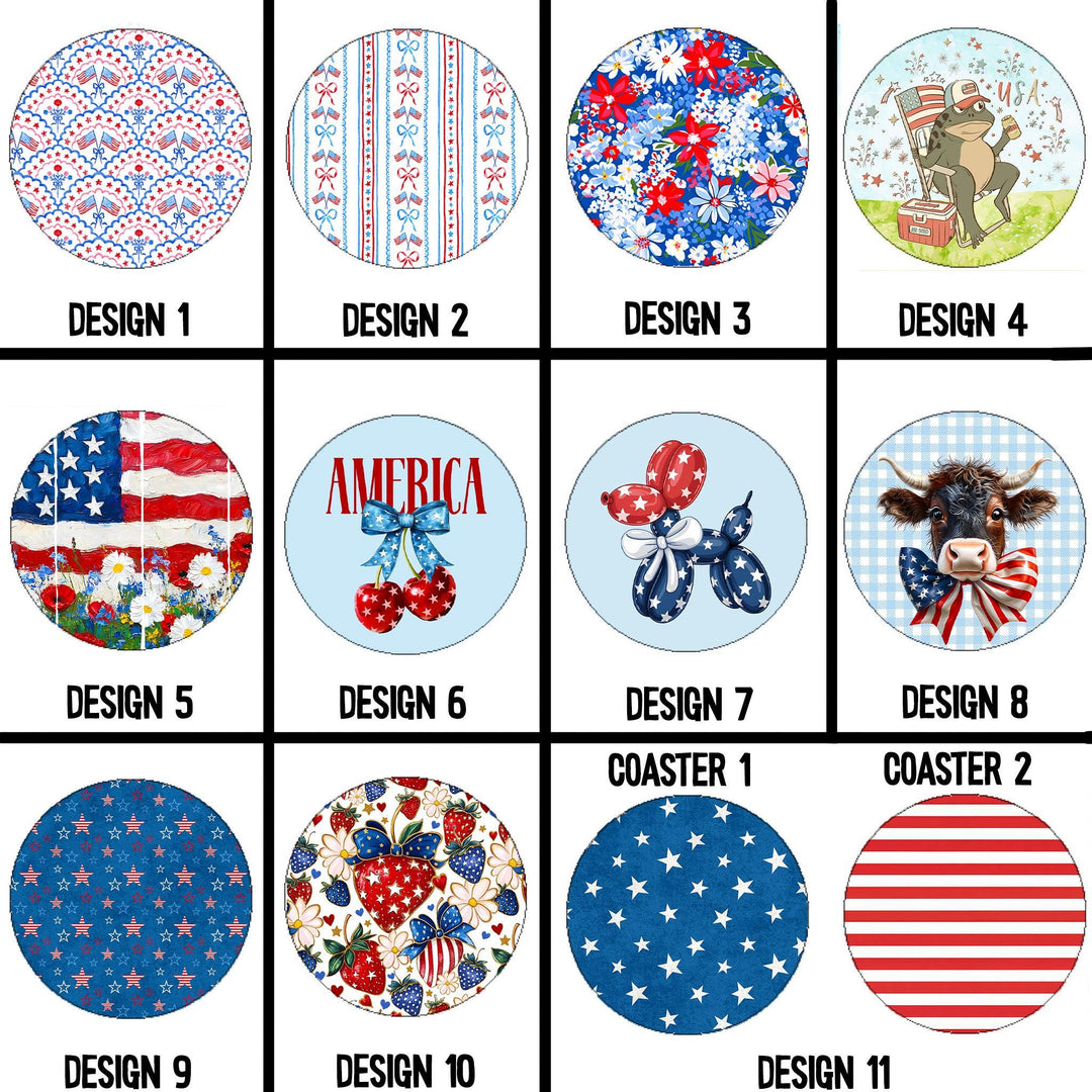 Car Coasters, Patriotic Car Coasters, Cute car accessories, New Driver Gift, set of 2 coasters, Fourth of July Coasters, USA coasters