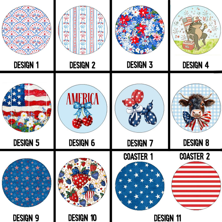 Car Coasters, Patriotic Car Coasters, Cute car accessories, New Driver Gift, set of 2 coasters, Fourth of July Coasters, USA coasters