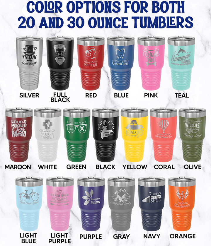 Personalized Laser Engraved Tumbler: Custom Name Travel Mug - 20oz/30oz