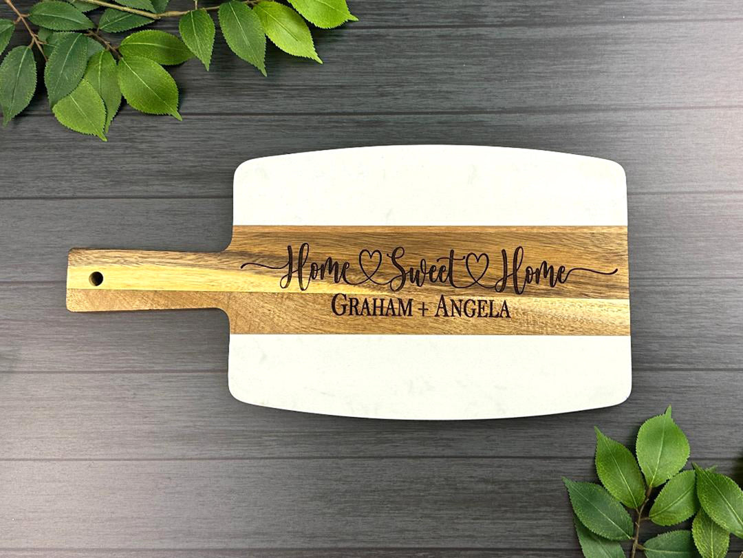 Acacia Wood and Marble Serving Board