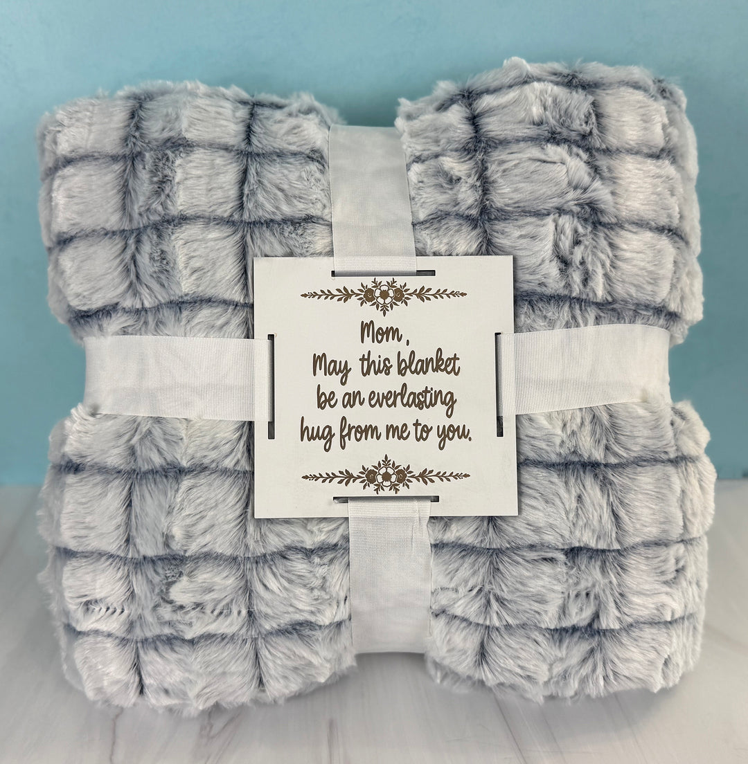 Reversible Micromink to Faux-Sherpa Throw with Custom Wood Tag