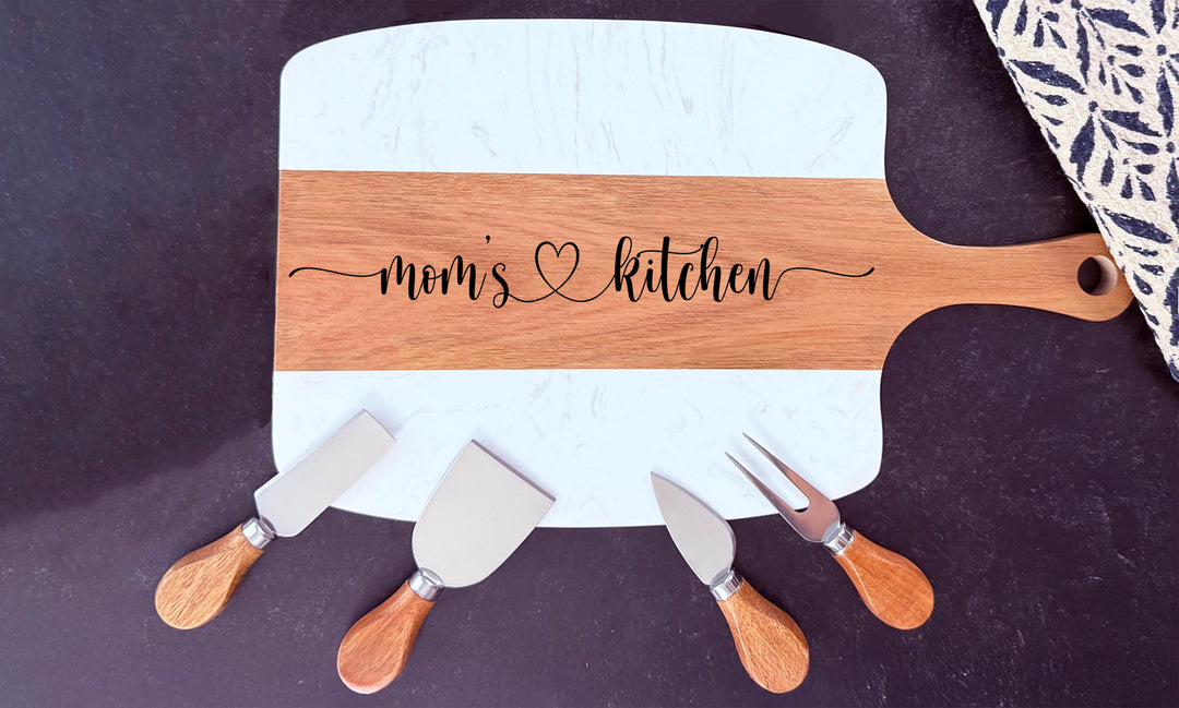 Mom's Kitchen Marble & Acacia Serving Board Set