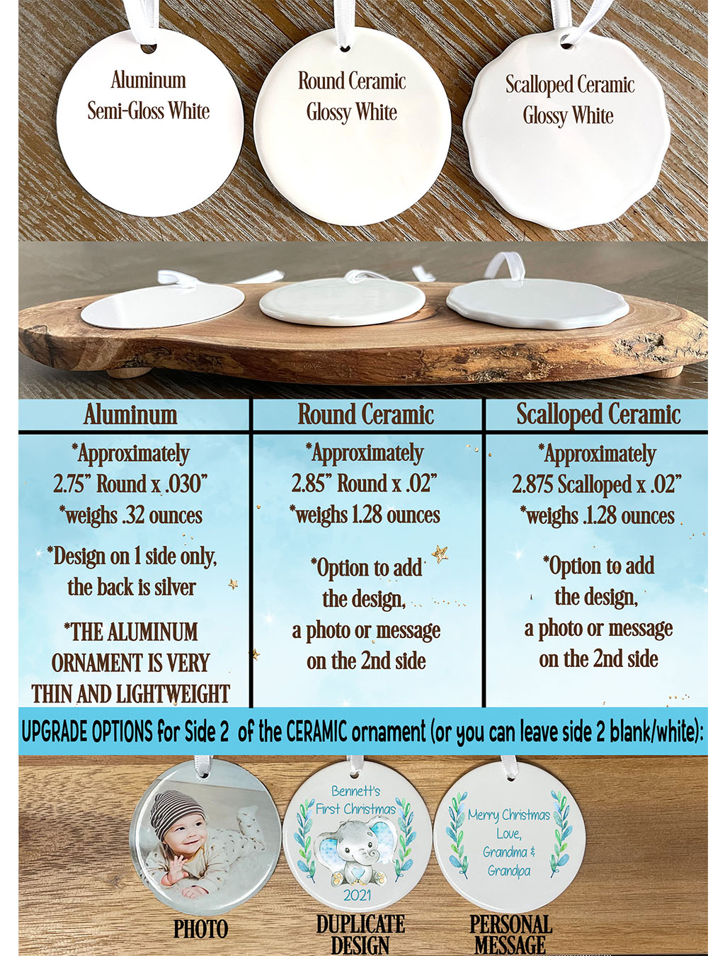 Rustic River Mountain View Mr & Mrs Personalized Ornament